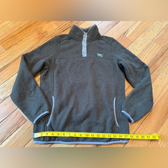 LL Bean Better Sweater Fleece Snap Collar Jacket Grayish Green Women’s Size S - Picture 12 of 13